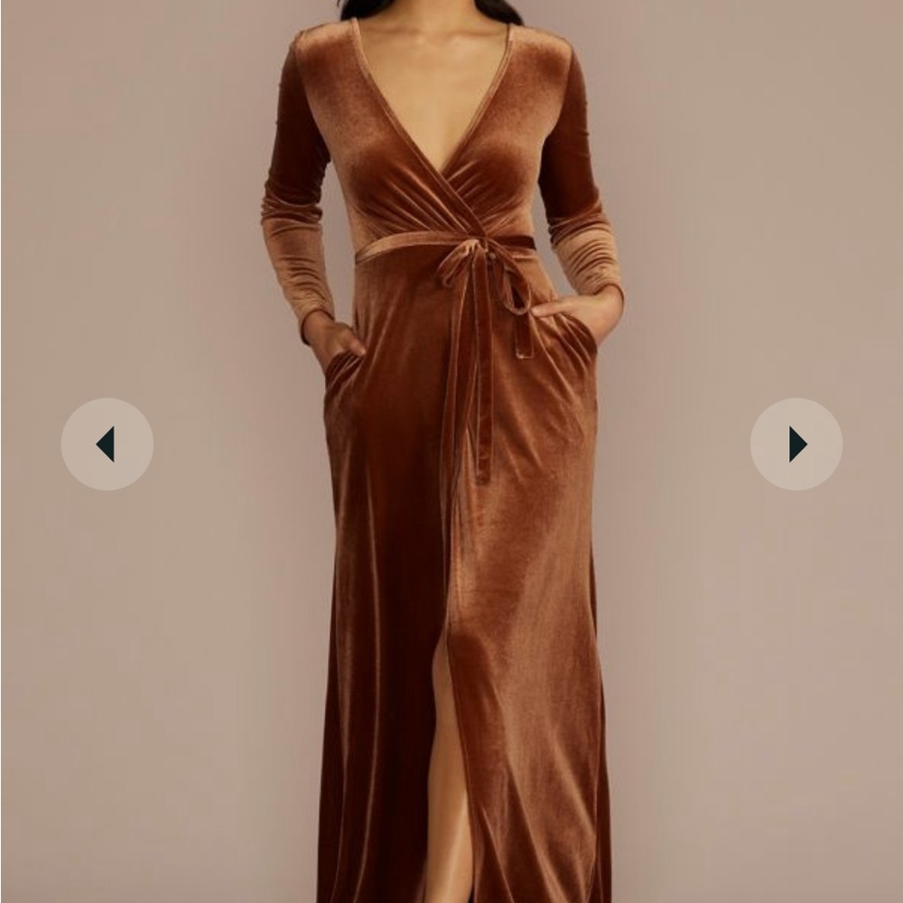 David’s bridal long sleeve velvet bridesmaid dress